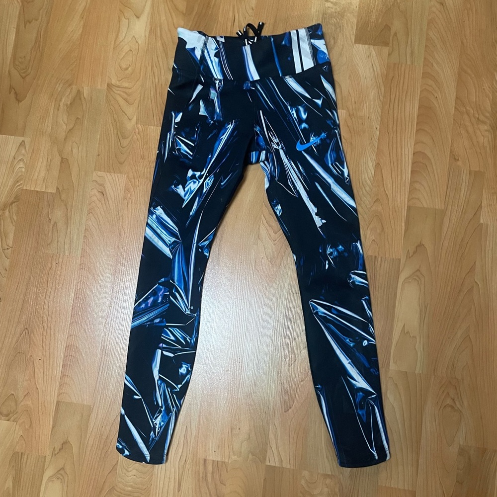 Nike Women's Dri-Fit Running Leggings Tights Size XS Blue Black